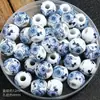 Acessórios de joalheria furo grande contas de cerâmica decalques contas soltas de cerâmica 12mm pacote de material diy feito à mão contas de porcelana azul e branca atacado