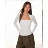 Camiseta Base Falsa de Dos Piezas Estilo Americano para Mujer, Camiseta Negra Ajustada de Principios de Primavera, Ropa Interior Adelgazante de Manga Larga