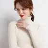 Suéter simple de cuello alto para mujer, otoño e invierno, corte ajustado, longitud corta, sin botones, ajustado, capa interior, lana sintética, top de punto de manga larga