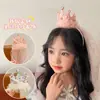 Festival de Cumpleaños Nvbao Accesorios Brillantes para el Cabello Lentejuelas Corona Velo Diadema Dulce Princesa Corona Alta Velo Tocado