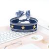 Pulsera de Correa con Borla de Remache de Estrella de Cinco Puntas, Pulsera Tejida de Estilo Étnico Colorido, Accesorios Transfronterizos de Estilo Mixto Multicolor