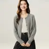 Cárdigan Bai Cai Rong 2026 para mujer 100% cachemir puro con diseño de cuello redondo, corte holgado y capa base de punto
