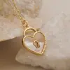 Colar com Pingente de Coração em Concha Branca Banhado a Ouro 18K Cobre Aogu, Venda Cruzada de Alto Volume, Corrente de Clavícula Versátil para Uso Diário