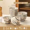 Cuenco Cerámico Gato de la Suerte para Uso Doméstico Nuevo Modelo 2026 Cuenco para Sopa Cuenco para Fideos Plato Plato Grueso Color Bajo Esmalte Set de Cuencos y Platos Artesanales