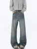 Ropa Popular para Hombre / Novedad de Primavera Estilo Americano High Street Peso Pesado Jeans Versátiles de Longitud Completa para Hombres y Mujeres, Corte Holgado con Ligero Desflecado