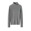 Ropa de punto de cachemira de alta gama para mujer Otoño 2025, corte ajustado, cuello alto, suéter pullover engrosado, capa base de lana para mujer