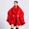 628 # Xale Manto de Tricô Cardigan Grande de Inverno Outono Europeu e Americano Novo Gola de Pele Falsa de Coelho Rex Peça de Roupa Externa Solta para Mulheres