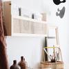 Estantería de almacenamiento de ratán japonés de madera maciza para colgar en la pared, separador, almacenamiento de revistas, libros y publicaciones periódicas, estante de decoración de pared para estudio