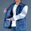 Colete Jeans Workwear de Verão 2026 Masculino Tendência Solto Casual Colete Retro Ombreira com Bolsos Jaqueta