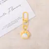 Chaveiro de pata de gato de resina gato KT menina de desenho animado fofa pingente pequeno chaveiro de contas DIY acabado suprimento