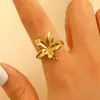 Anillo de Acero Inoxidable Transfronterizo Exagerado Moda Geométrico Abierto Gota de Aceite Anillo para Dedo Índice Dorado 18K Lujo Ligero Joyería de Alta Gama