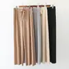 Transfronterizo 20 Primavera y Otoño nuevos pantalones de pierna ancha para mujer cintura alta drapeado sueltos pantalones harén celebridad de Internet seda de hielo cortos casuales delgados