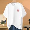 Camiseta de Manga Corta Pesada 100% Algodón para Mujer 2026 Nuevo Estilo Camiseta con Estampado de Corazón Diseño de Nicho Top de Media Manga