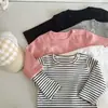 Ropa interior básica sin costuras para niños, primavera y otoño, nuevo estilo coreano, para niños y niñas, algodón para bebé, ins, elástica, básica, camiseta de manga larga