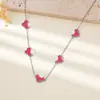 Collar de Acero Inoxidable Más Vendido Transfronterizo, Trébol de Cuatro Hojas, Clásico Lujo de Alta Gama, Joyería de Acero de Titanio que No Se Desvanece
