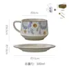 Conjunto de Xícara e Pires para Café em Cerâmica Retrô Pintado à Mão com Cor Sob Esmalte Xícara de Café Cerâmica Copo de Bebida de Alta Qualidade Presente de Aniversário para Casa