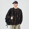 Camiseta de Manga Larga Falsa de Dos Piezas para Hombre Primavera/Otoño Nuevo Estilo Marca Japonesa de Moda Holgada Cuello Redondo Moderna Simple Versátil