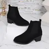 Botines elásticos retro de terciopelo, Botas Martin de tacón medio transfronterizas, Nueva colección otoño 2026, Tallas grandes, Efecto adelgazante, Botines para mujer, En stock