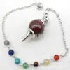 Joyería transfronteriza gema natural Cristal péndulo espiritual en forma de giroscopio cuentas de 18 mm 7 colores piedra energética colgante de péndulo