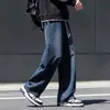 Jeans de alta rua retro americano para homens, novo estilo primavera e outono 2026, calça reta casual com gradiente lavado para adolescentes