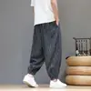 Pantalones bombachos finos, talla china, pantalones de seda helada para hombre de talla grande de verano, pantalones deportivos estampados, estilo casual holgado oversize con estampado