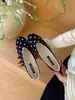Sapatilhas Estilo Ballet de Bolinhas Retrô Francês 2026 Novo Modelo Bico Fino Estilo Festa Nicho Cetim Sapatos de Vovó Sapatos Baixos