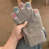 Luvas de Tela de Toque para Inverno Estilo Coreano Forradas com Lã Espessadas Cor Lisa Luvas Quentes para Ciclismo Resistentes ao Frio Luvas de Pelúcia com Estampa de Abacaxi