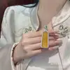 Pingente de Calcedônia Natural Paz e Segurança, Colar Feminino com Pedra Preciosa Cor de Jade, Pingente de Ágata com Corrente de Osso