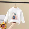 Camiseta de Manga Comprida Infantil Outono/Inverno 2026 Novo Estilo Camada Base de Lã para Meninas Estilo Coreano Top Chique Roupa de Baixo Gola Meio Alta
