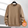 Suéter de cuello redondo con forro polar para hombre, jersey de otoño e invierno de color sólido pesado, jersey de manga larga, jersey holgado de moda para jóvenes y parejas.