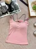 Nuevo Top de Tirantes Falso de Dos Piezas en Bloques de Color Espalda con Nudo de Mariposa Oculto Tirante Sexy de Espalda Hermosa para Chica Popular con Almohadillas en el Pecho Chaleco Exterior