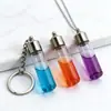 Colgante de Botella de Vidrio con Tapa de Rosca Abrible, Botella Transparente para Aceites Esenciales y Deseos, Colgante de Botella Vacía, Llavero