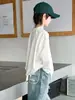 Camiseta de Manga Comprida para Meninos Primavera e Outono 2025 Nova Camiseta Básica de Outono Infantil para Crianças Mais Velhas, Moletom Fino de Outono na Moda