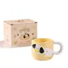 Conjunto de Xícaras de Cerâmica Empilháveis para Homens e Mulheres, Caneca de Cachorro de Desenho Animado, Par de Xícaras, Xícara para Leite e Café, Design Criativo de Animal