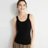 Cuello redondo mujeres cachemira completa tejido grueso raya color sólido sin mangas básico ajustado adelgazante otoño e invierno Nuevo tejido pequeño de tirantes