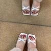 Sandalias de Satén para Combinar con Faldas, Sandalias de Tacón Alto de Aguja Cuadradas Cruzadas Abiertas de Moda Estilo Hada para Mujer para Verano