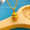 Pingente de Cabacinha Antiga Banhado a Ouro Atrai-Fortuna, Colar Sólido Dupla Bênção, Joias para Corrente de Suéter Atacado