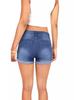 Amazon Transfronterizos de Primavera Europeos y Americanos en Stock Shorts de Mezclilla Rasgados con Solapa Jeans de Tiro Bajo para Mujer