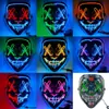 Máscara Halloween Luminosa Transfronteriza El Luz Fría Negra Forma de V Cara de Fantasma de Terror Accesorios de Fiesta Danza Led