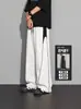 Pantalones de rayas blancas y negras para hombre, pantalones de pierna ancha holgados de verano, pantalones largos casuales para hombre, pantalones deportivos rectos para hombre de verano