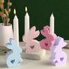 Suporte de vela de coelho de amor de epóxi de cristal DIY Decoração de base de vela de coelho de Páscoa Molde de silicone atacado