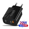 PD20W + QC3.0 pd20W compatível QC3.0 carregador rápido carregador de celular carregador de viagem Europeu Americano Britânico atacado