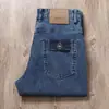 Calça Jeans Masculina Reta, Estilo Fino para Primavera e Verão, Textura Elástica, Casual do Dia a Dia, Calça Jeans Azul Solta de Alta Qualidade