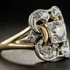 Anillos Geométricos Europeos y Americanos Huecos Tallados con Circonita, Joyería Retro de Moda para Hombres y Mujeres, Nuevos de Alta Venta Transfronteriza, Venta al por Mayor