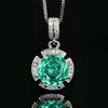 Set de Joyería Pendientes Collar Anillo Verde Esmeralda Octagonal Moda Gama Alta Diseño de Nicho para Mujer Venta al por Mayor en Stock