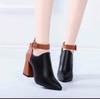 Botas Martin de comercio exterior para mujer, otoño 2018, nuevas botas cortas coreanas de tacón grueso y puntiagudo con cremallera y tacón alto, zapatos de moda para mujer