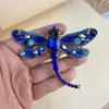 Broche de Libélula de Pedrería de Alta Gama Europeo y Americano, Broche Vintage de Animales de Aleación Galvanizada para Mujer, Pines para Accesorios de Ropa al por Mayor
