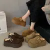 Sandálias Birkenstock de Solado Grosso Femininas para Uso Externo 2026 Novo Outono/Inverno Chinelos de Algodão com Forro de Veludo e Pelo Birkenstock de Calçar Meio Abertos Fechados