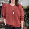 Suéter Delgado de Punto Calado con Cuello en V para Mujer, Suéter de Punto Pullover Elegante Primavera/Verano 2026 para Mamás, Adecuado como Capa Base
