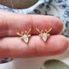 Pendientes Cao Shi con incrustaciones geométricas de circón y cervatillo, pendientes navideños de moda para mujer, pendientes de colocación exquisitos